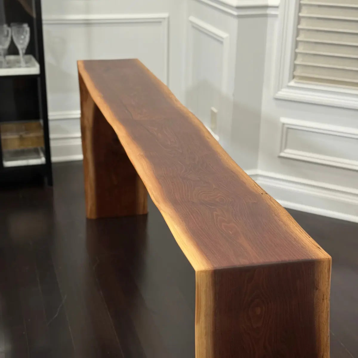 Full side shot walnut Live Edge console table