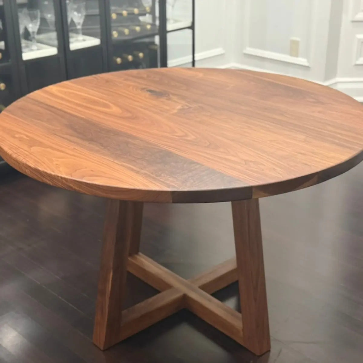 walnut round table full view