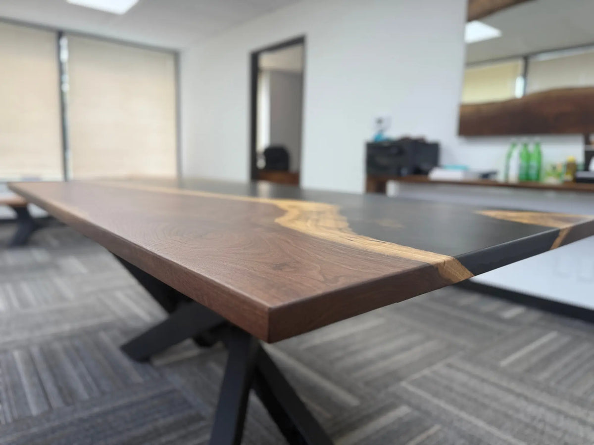 Walnut Black Epoxy Dining Table